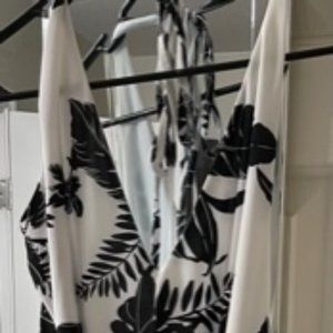 Black and White Halter Jumpsuit with sash